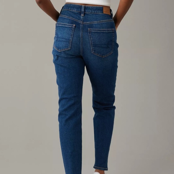 American Eagle Women 12 X-LONG Blue Medium Wash Denim High Rise Stretch Mom Jean - Picture 2 of 13